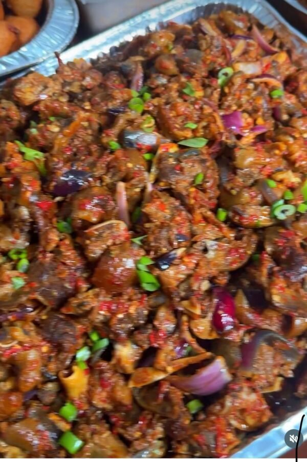 Asun (peppered goat meat bites) - Canapé Menu